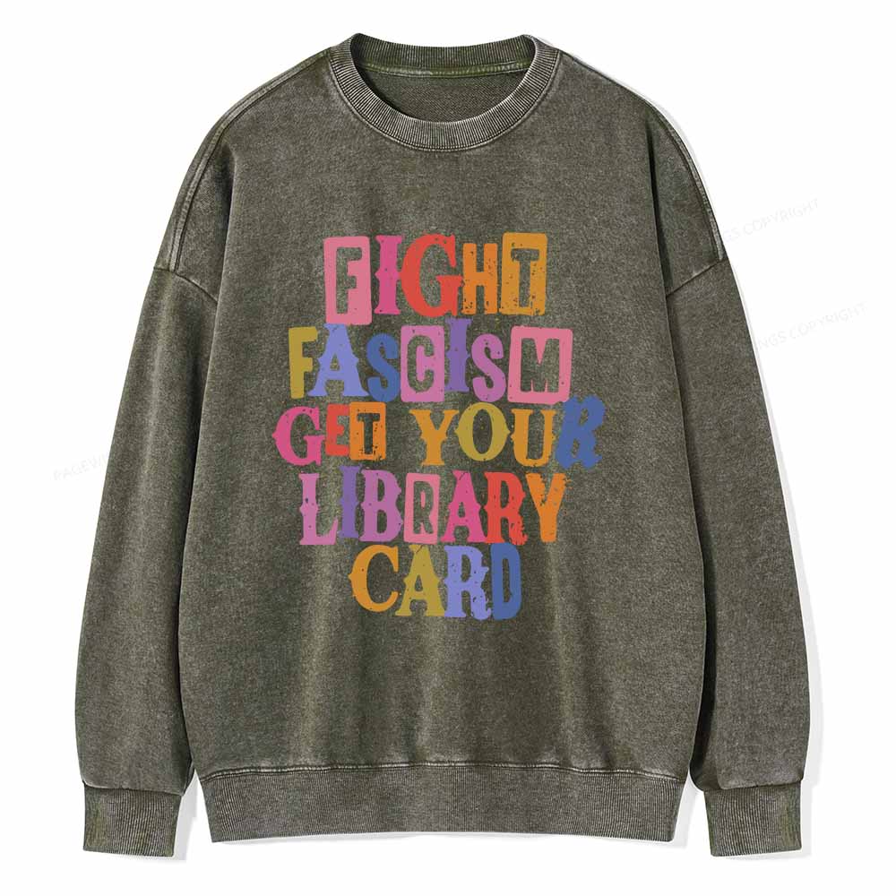 Pagewings Get Your Library Card Unisex Washed Sweatshirt