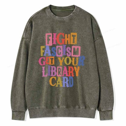 Pagewings Get Your Library Card Unisex Washed Sweatshirt