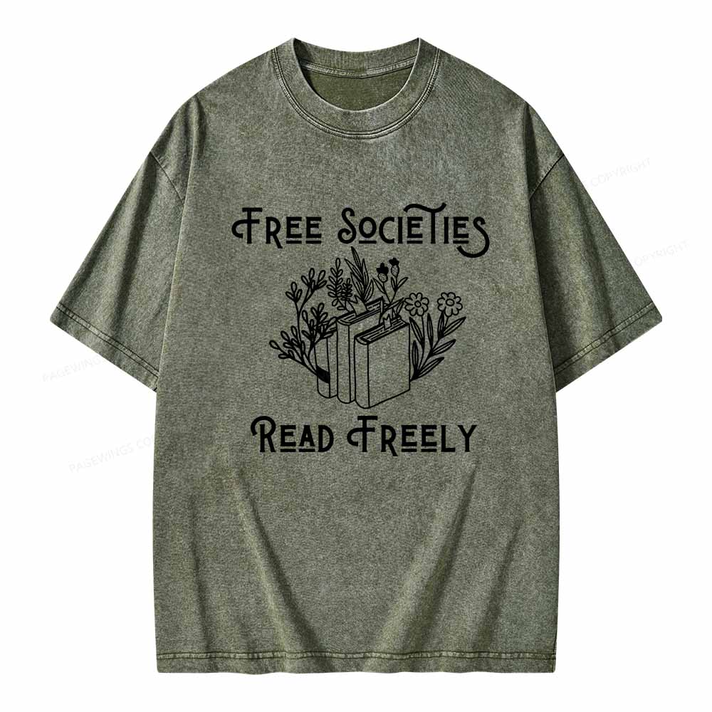 Pagewings Free Societies Read Freely Shirt Unisex Washed T-shirt