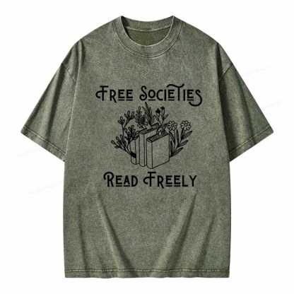 Pagewings Free Societies Read Freely Shirt Unisex Washed T-shirt