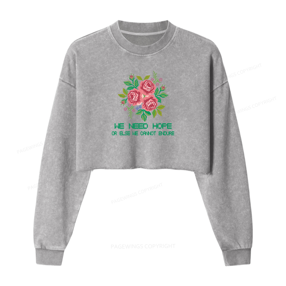 Pagewings We Need Hope Washed Crop Sweatshirt