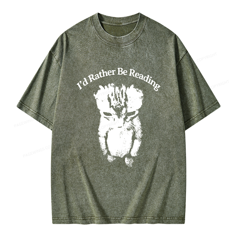 Pagewings I’d Rather Be Reading Unisex Washed T-shirt