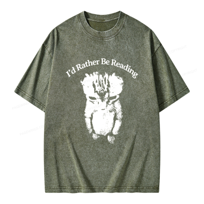 Pagewings I’d Rather Be Reading Unisex Washed T-shirt