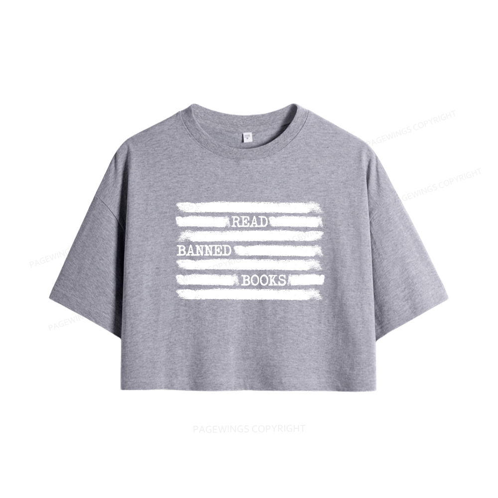 Pagewings Read Banned Books Bookworm Librarian Women Crop Tops