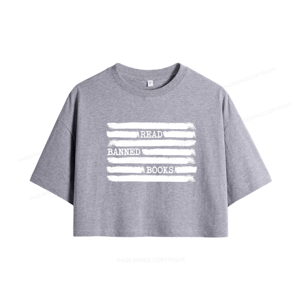 Pagewings Read Banned Books Bookworm Librarian Women Crop Tops