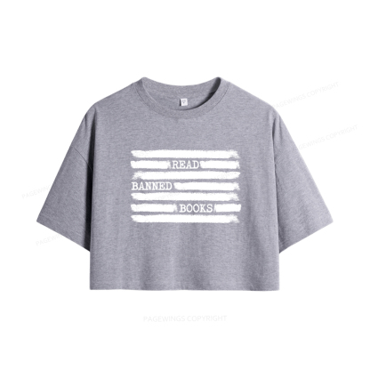 Pagewings Read Banned Books Bookworm Librarian Women Crop Tops