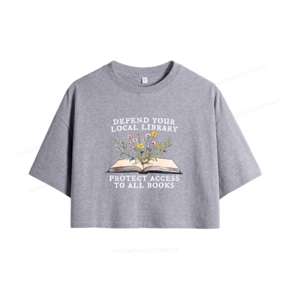 Pagewings Books Save Lives Protect Libraries Women Crop Tops