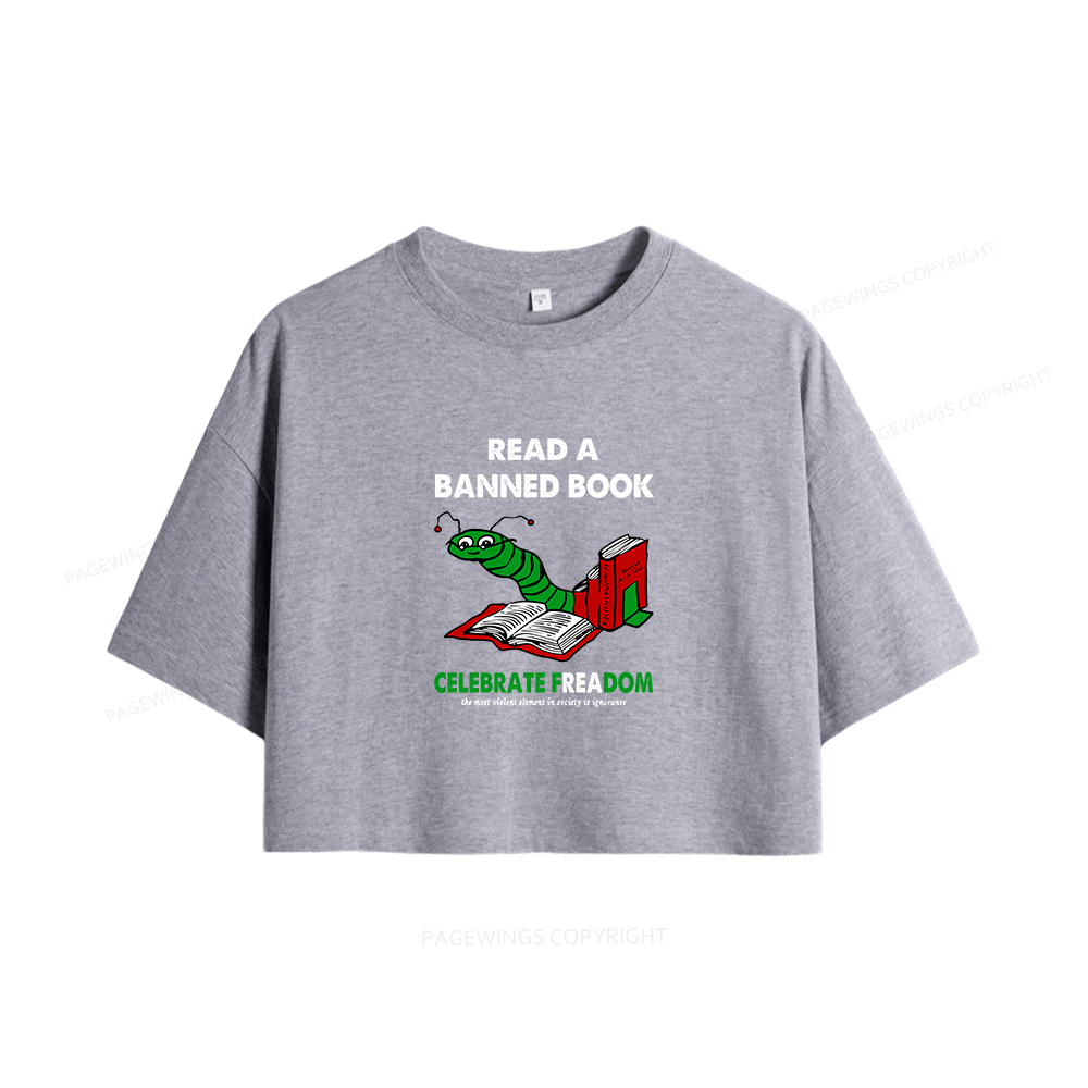 Pagewings Read A Banned Book Women Crop Tops