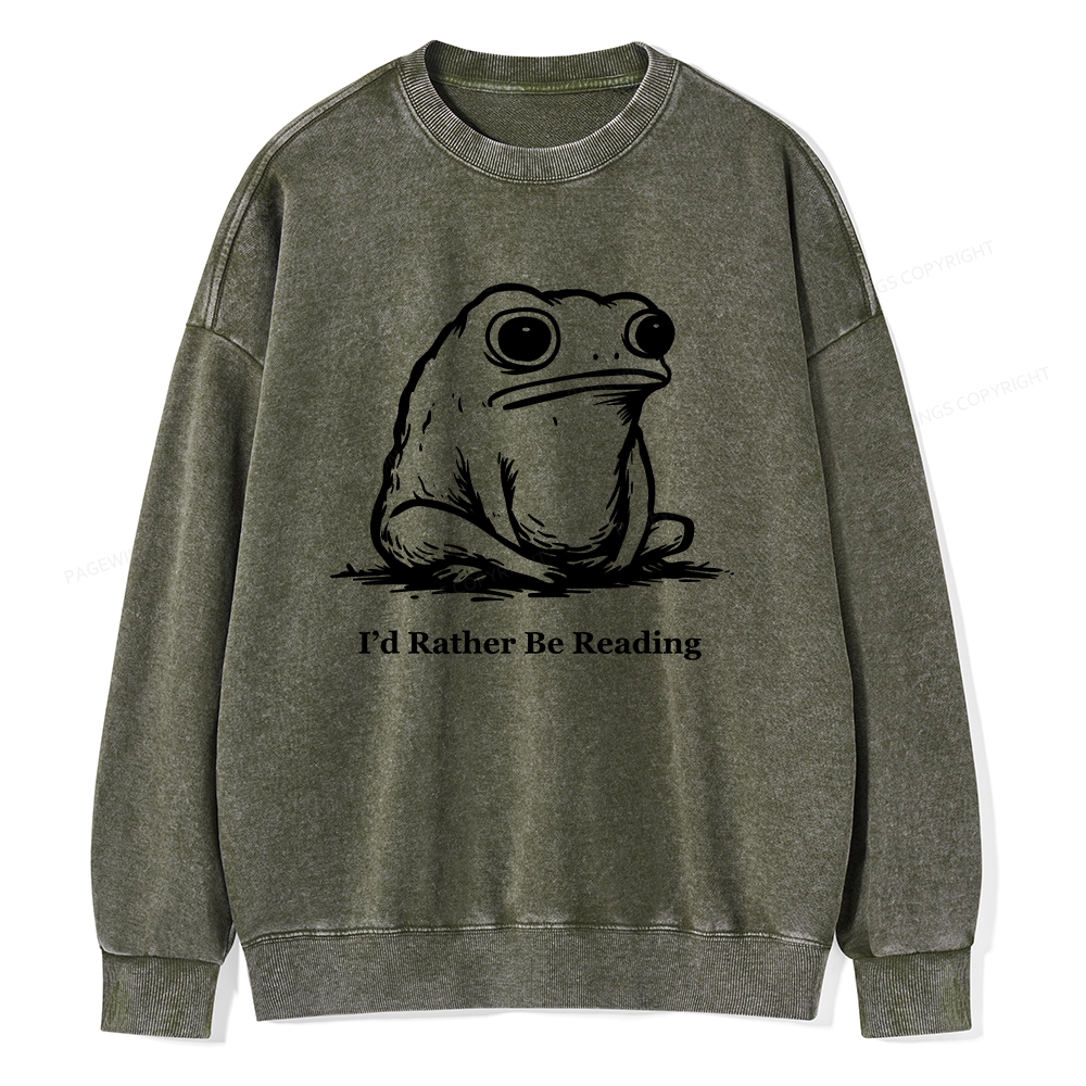 Pagewings I'd Rather Be Reading Unisex Washed Sweatshirt