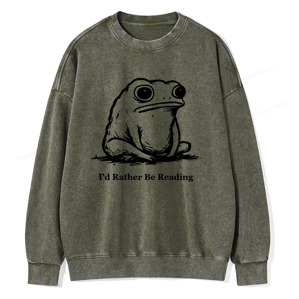 Pagewings I'd Rather Be Reading Unisex Washed Sweatshirt