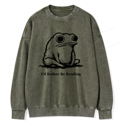Pagewings I'd Rather Be Reading Unisex Washed Sweatshirt