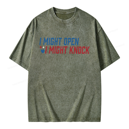 Pagewings I Might Knock Unisex Washed T-shirt