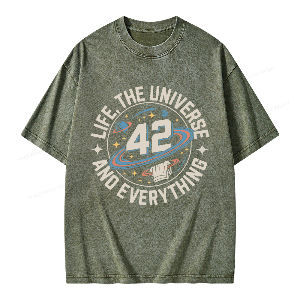 Pagewings Life The Universe And Everything Unisex Washed T-shirt