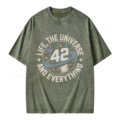 Pagewings Life The Universe And Everything Unisex Washed T-shirt