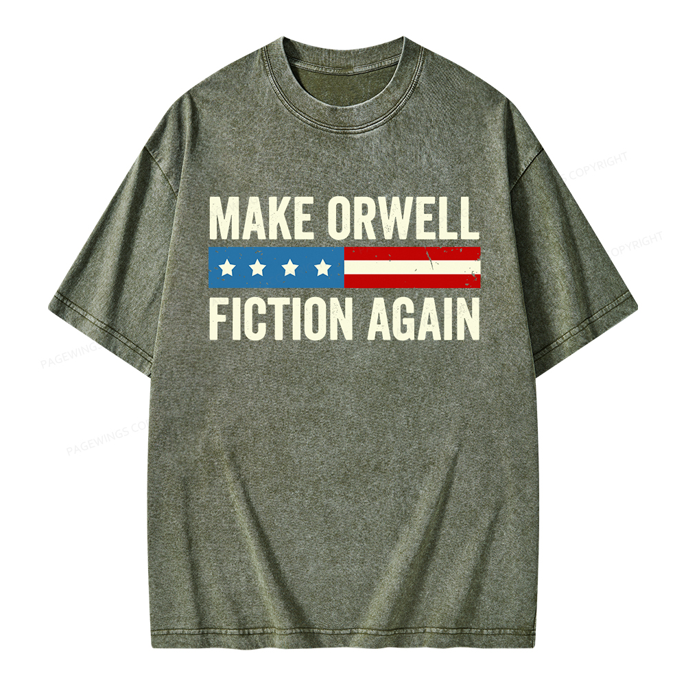 Pagewings Make Orwell Fiction Again Unisex Washed T-shirt