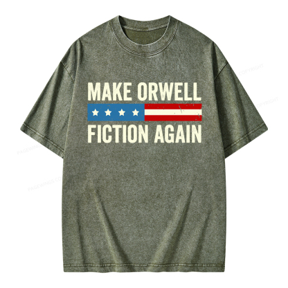 Pagewings Make Orwell Fiction Again Unisex Washed T-shirt