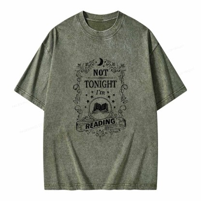 Pagewings Not Tonight Reading Unisex Washed T-shirt