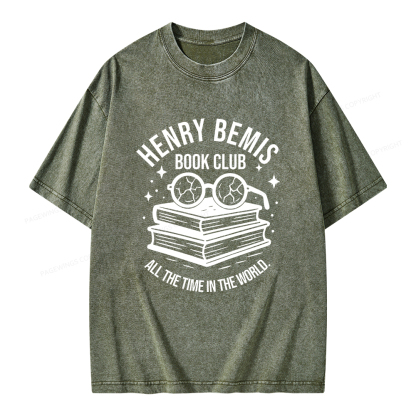 Pagewings Henry Bemis Book Club Unisex Washed T-shirt