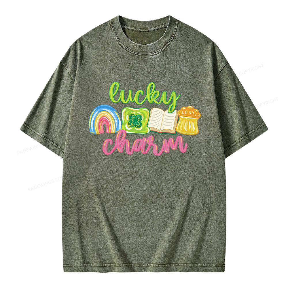 Pagewings St Patricks Lucky Unisex Washed T-shirt