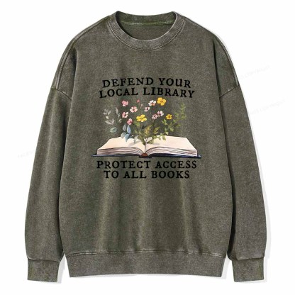 Pagewings Books Save Lives Protect Libraries Unisex Washed Sweatshirt