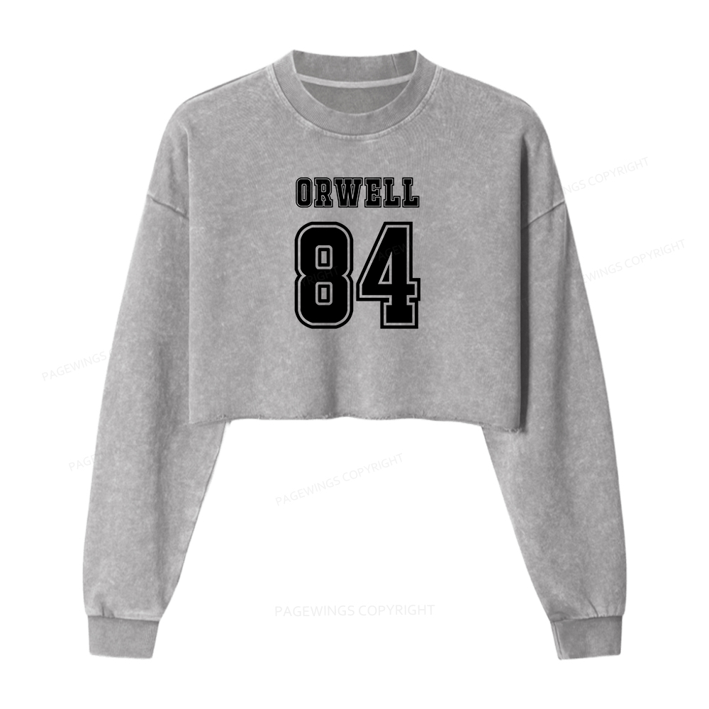 Pagewings Orwell 84 Washed Crop Sweatshirt