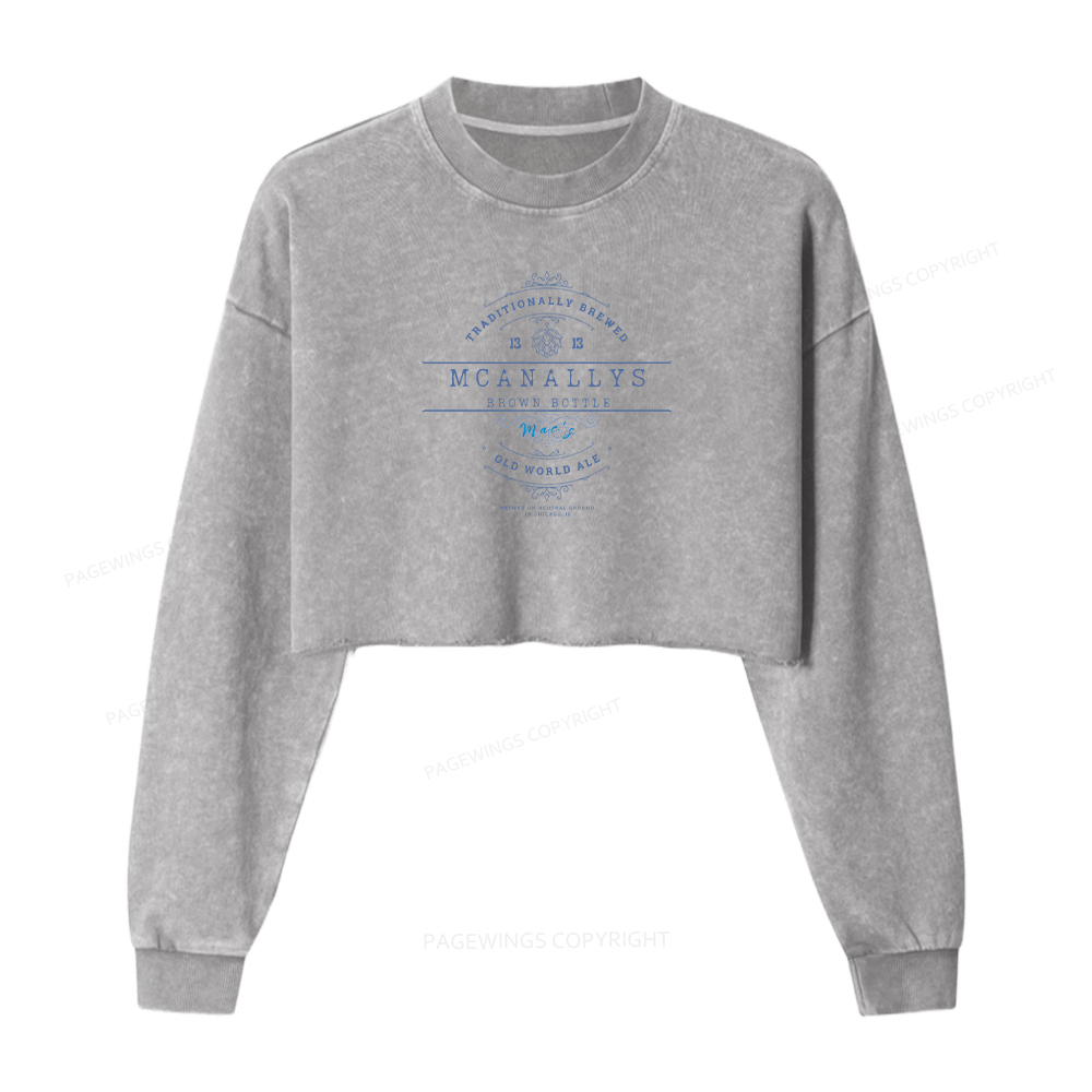 Pagewings Old World Pub Washed Crop Sweatshirt