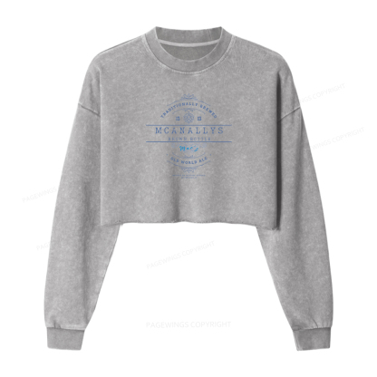 Pagewings Old World Pub Washed Crop Sweatshirt
