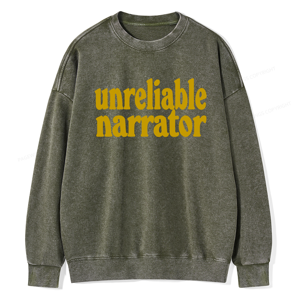 Pagewings Unreliable Narrator Unisex Washed Sweatshirt