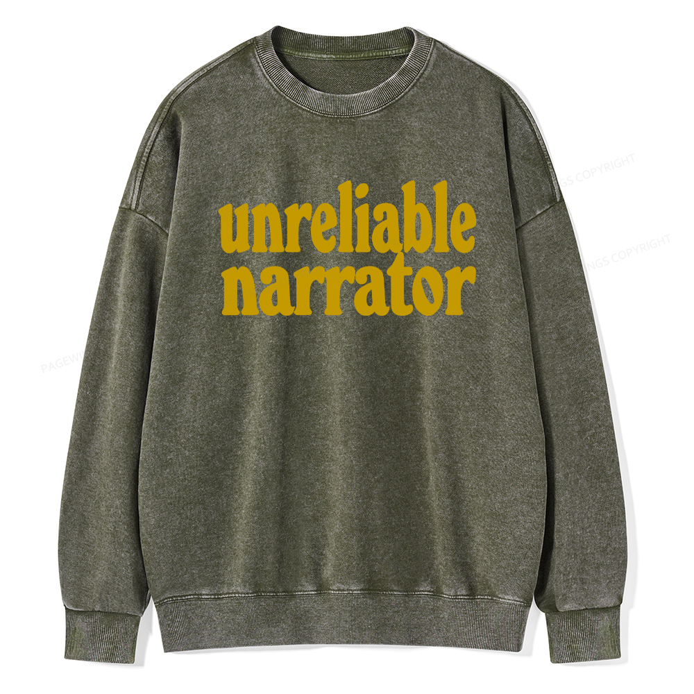 Pagewings Unreliable Narrator Unisex Washed Sweatshirt