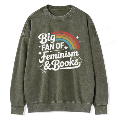 Pagewings Big Fan Of Feminism & Books Unisex Washed Sweatshirt