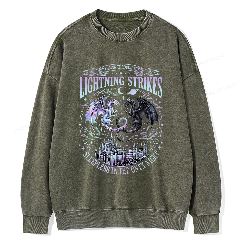 Pagewings Lightning Strikes Unisex Washed Sweatshirt