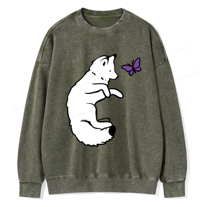 Pagewings Snow Fox Unisex Washed Sweatshirt