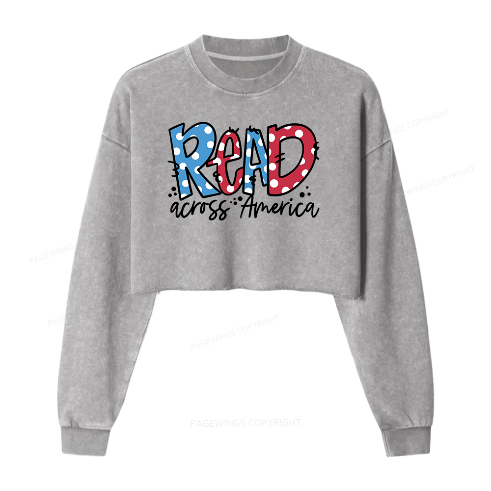 Pagewings Read Across America Washed Crop Sweatshirt