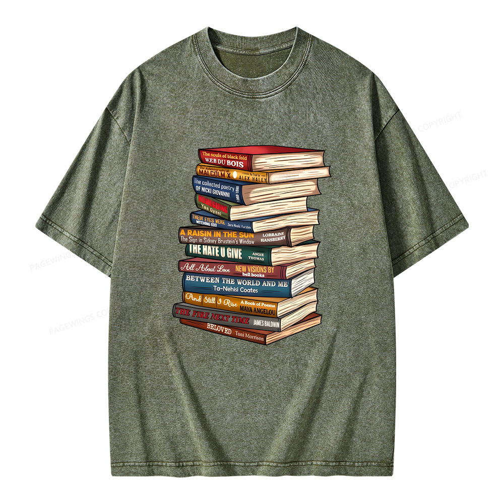 Pagewings Black History Month Books Unisex Washed T-shirt