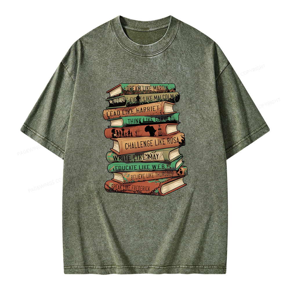 Pagewings Black History Month Books Unisex Washed T-shirt