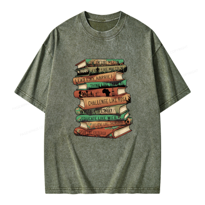 Pagewings Black History Month Books Unisex Washed T-shirt