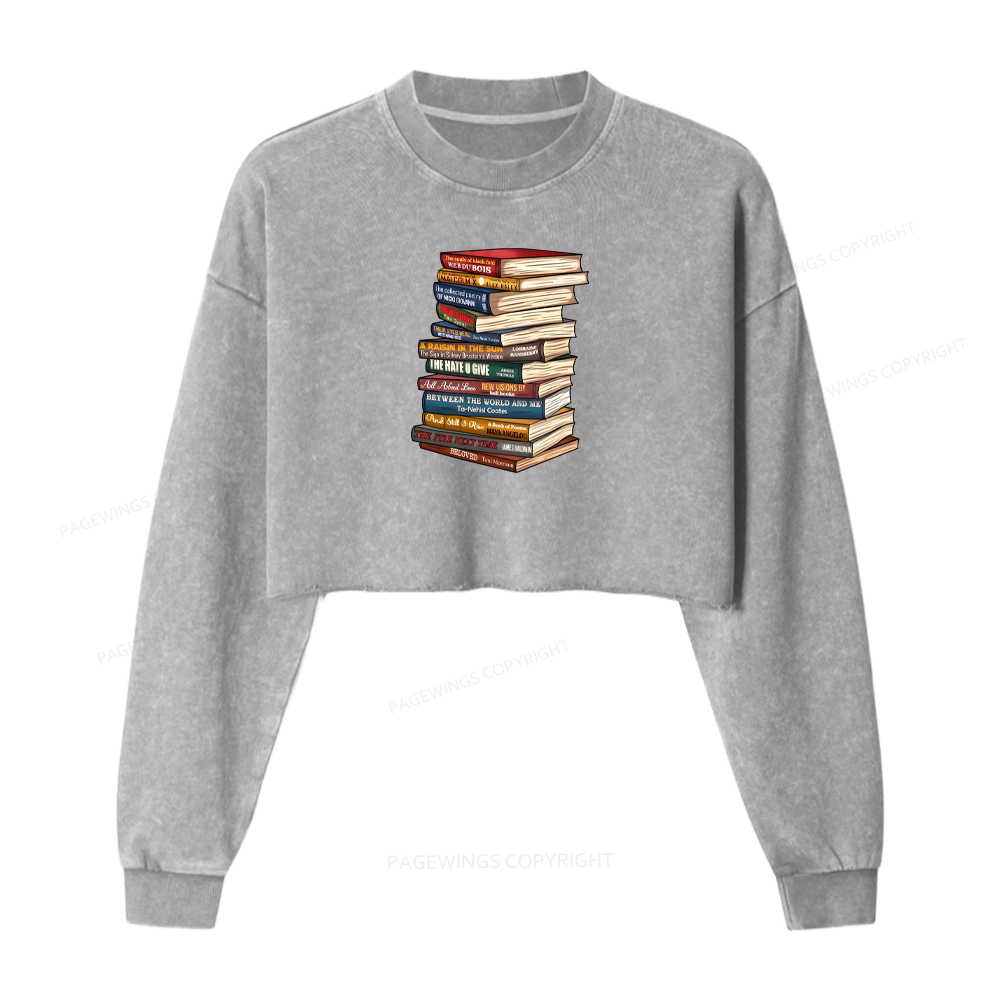 Pagewings Black History Month Books Washed Crop Sweatshirt