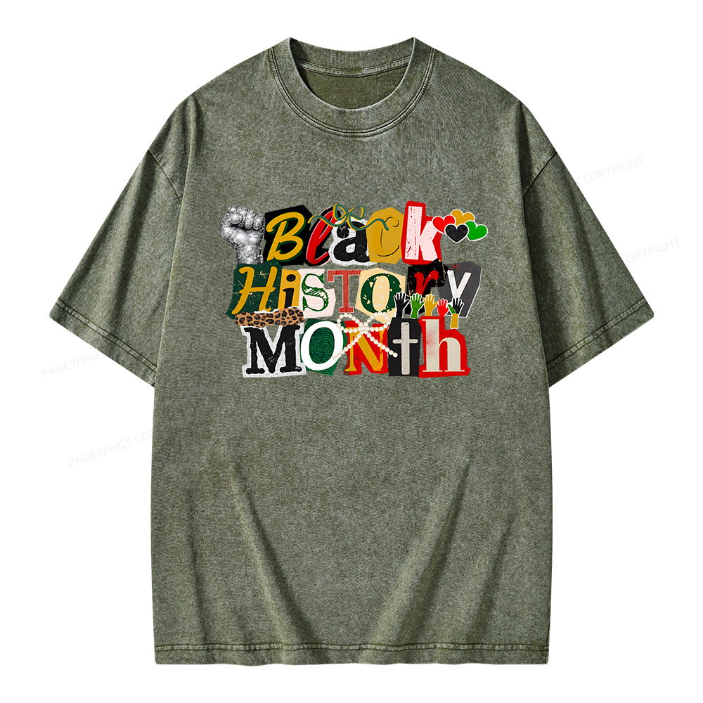 Pagewings Black History Month Unisex Washed T-shirt