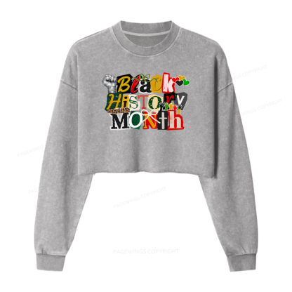 Pagewings Black History Month Washed Crop Sweatshirt