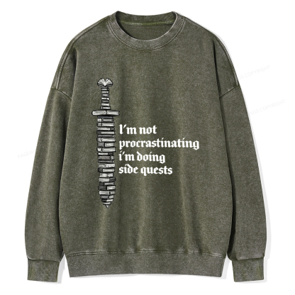 Pagewings I'm Doing Side Quests Unisex Washed Sweatshirt