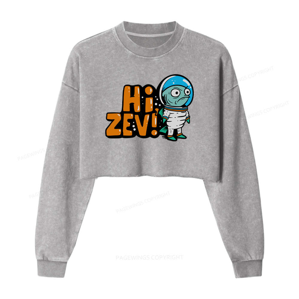 Pagewings Sci-Fi Book Lover Washed Crop Sweatshirt
