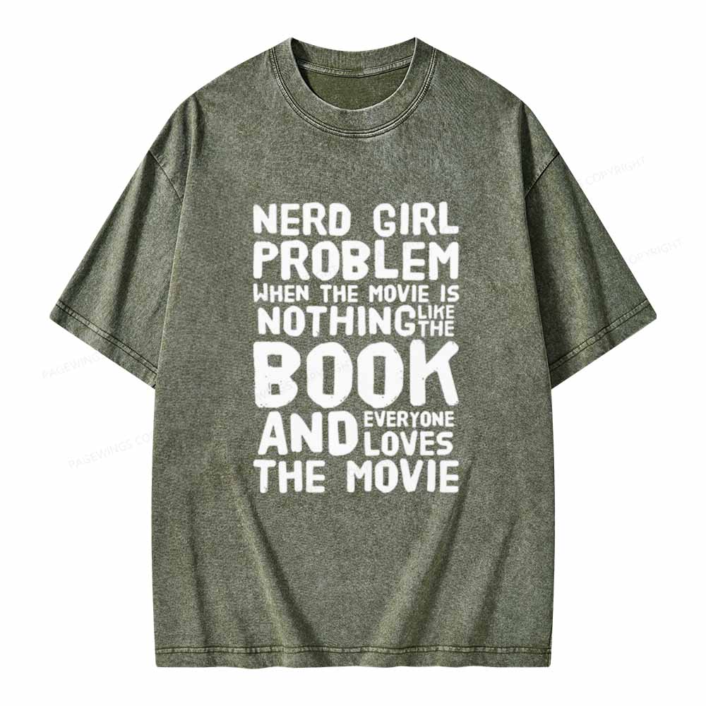 Pagewings NERD GIRL PROBLEM Club Unisex Washed T-shirt