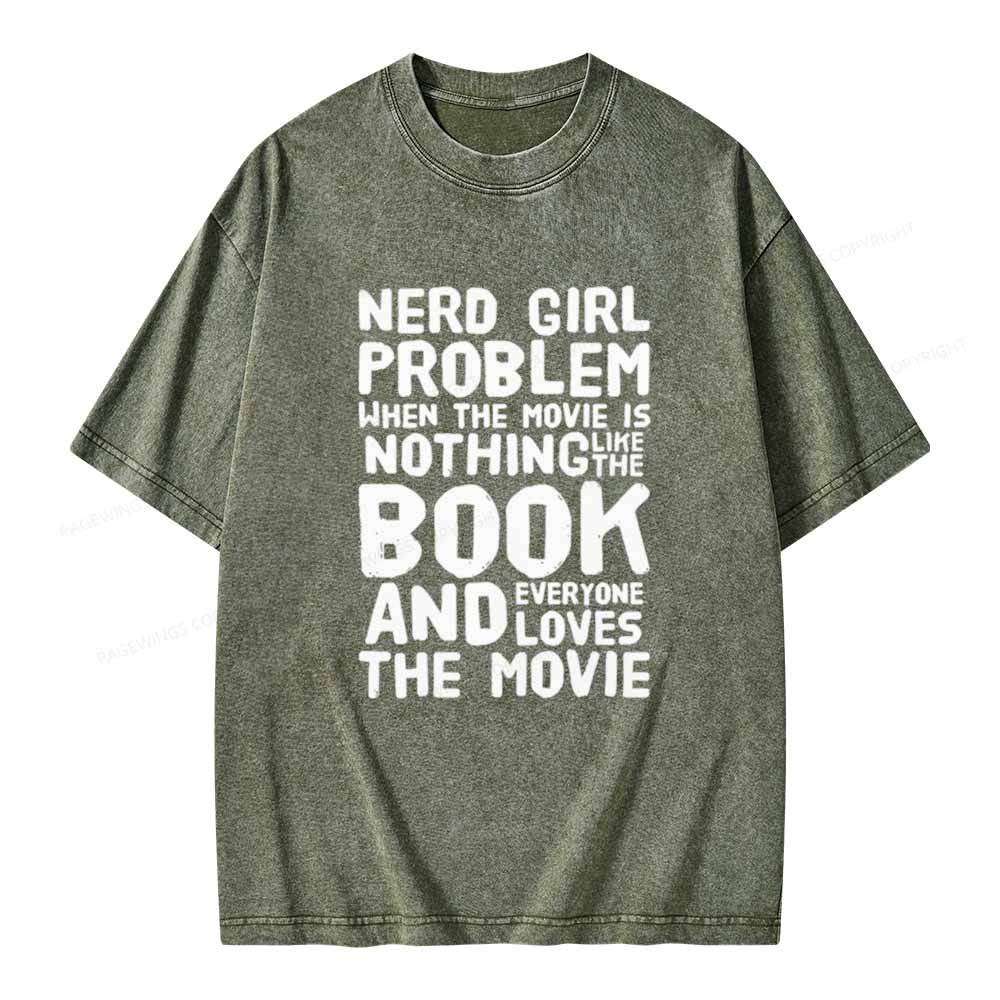 Pagewings NERD GIRL PROBLEM Club Unisex Washed T-shirt