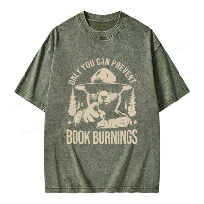 Pagewings Only You Can Prevent Book Burnings Unisex Washed T-shirt
