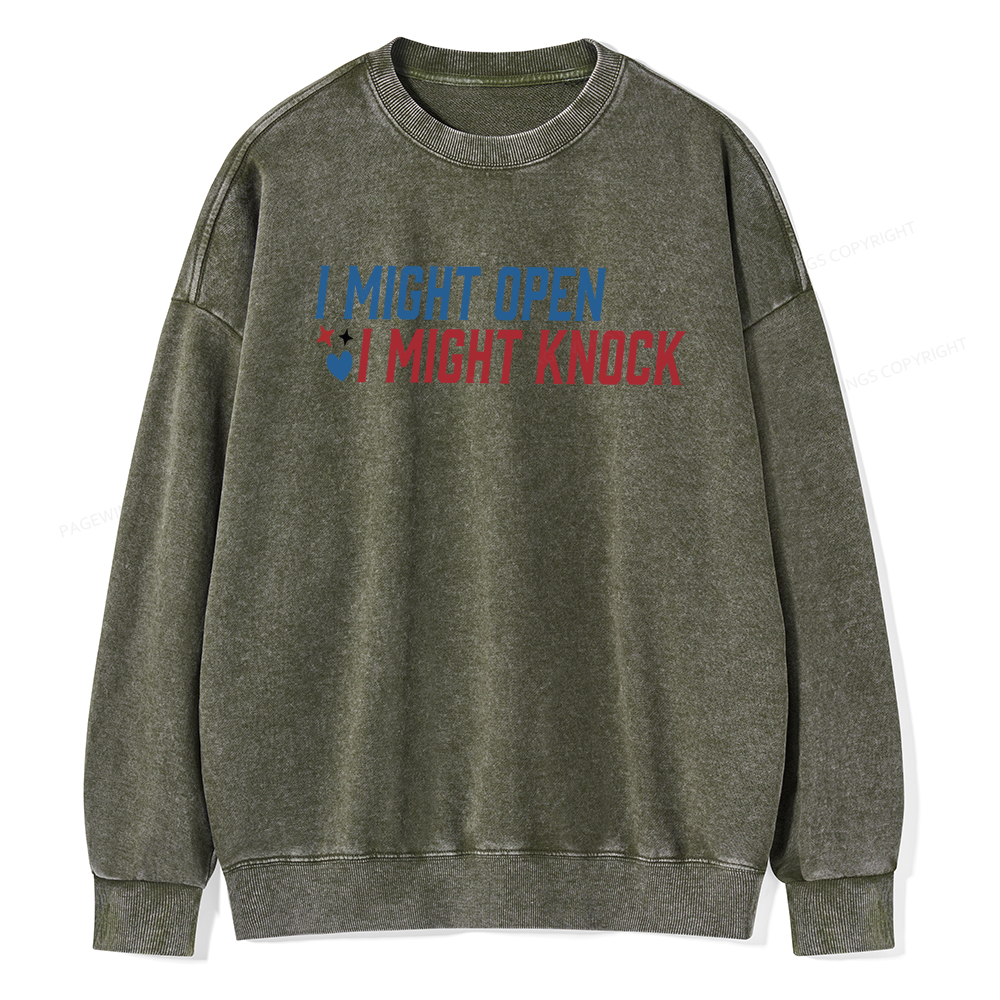 Pagewings I Might Knock Unisex Washed Sweatshirt