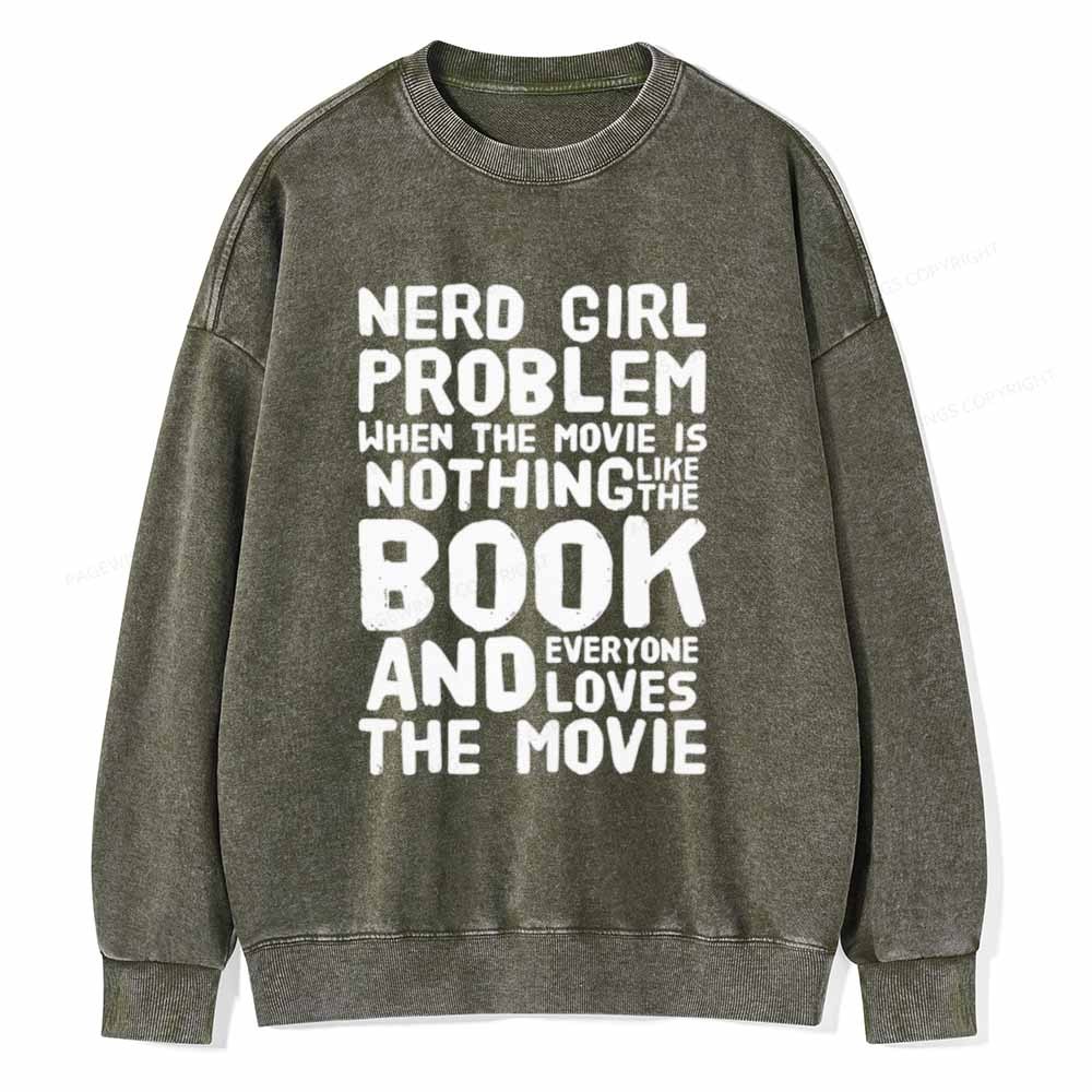 Pagewings NERD GIRL PROBLEM Unisex Washed Sweatshirt