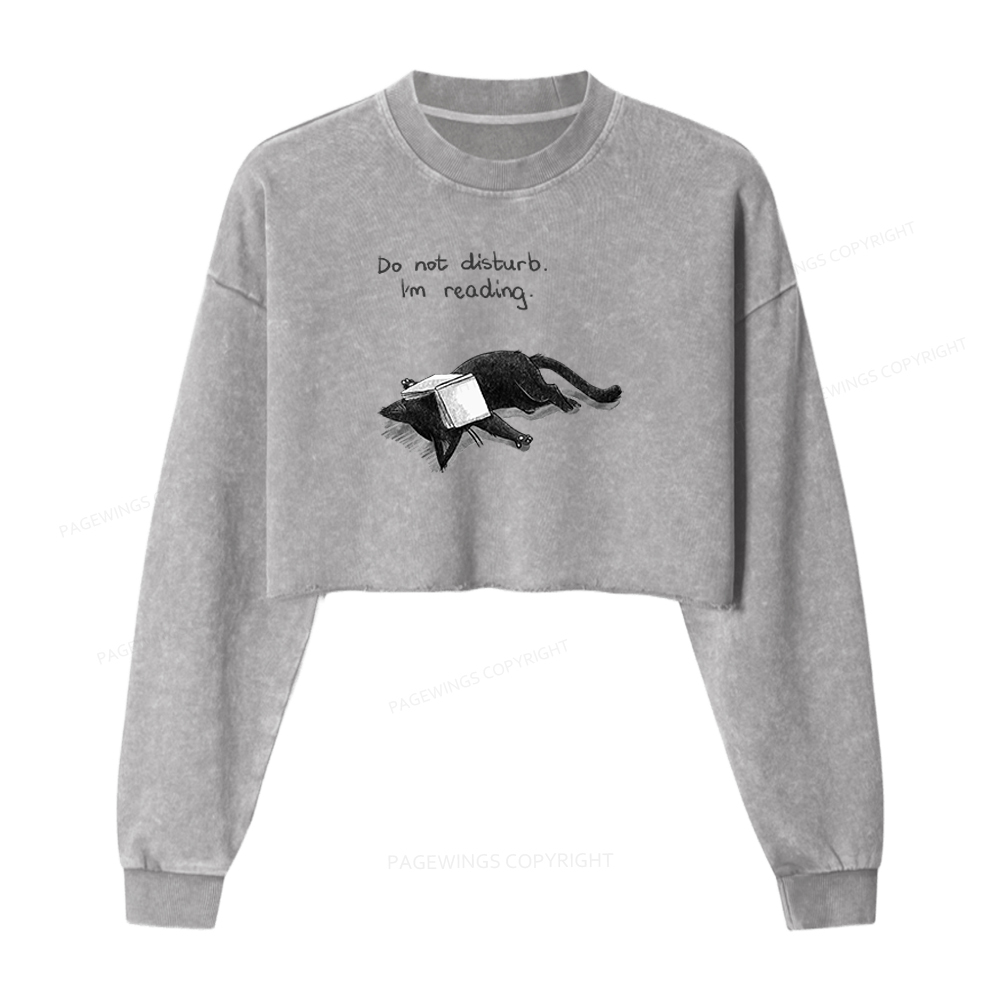 Pagewings Do Not Disturb I'm Reading Washed Crop Sweatshirt