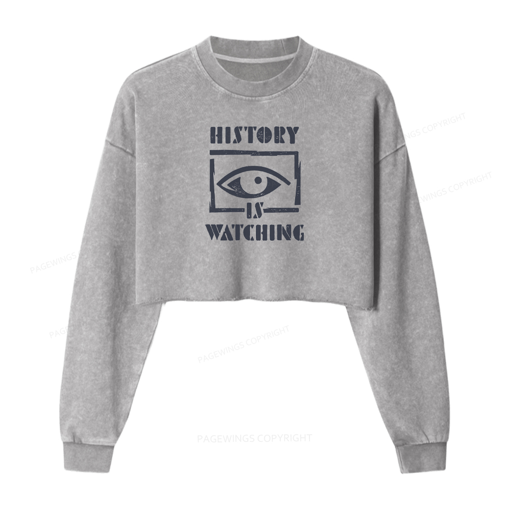 Pagewings History Is Watching Protest Washed Crop Sweatshirt