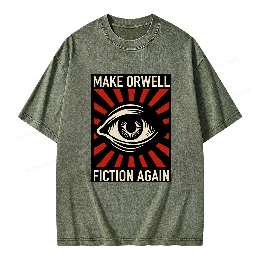 Pagewings Make Orwell Fiction Again Unisex Washed T-shirt