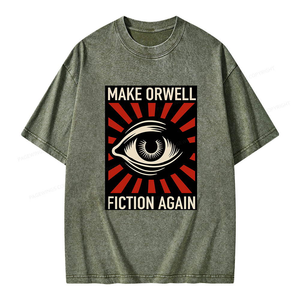 Pagewings Make Orwell Fiction Again Unisex Washed T-shirt